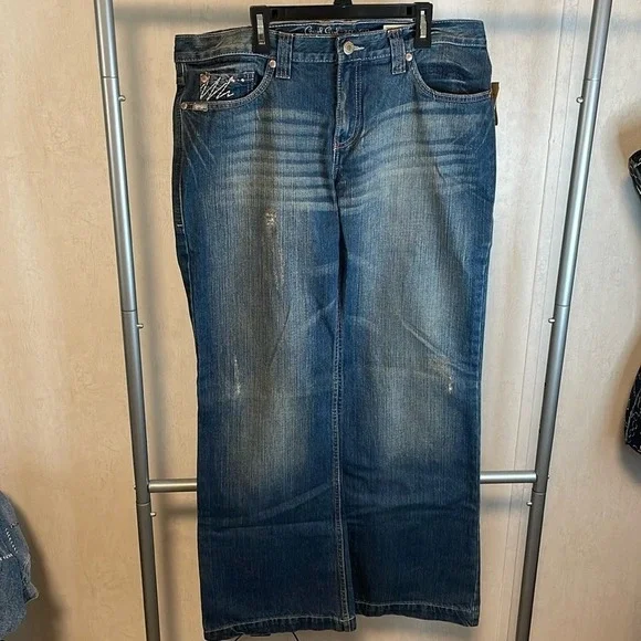 Cruel Girl NWT Relaxed Rosalie Denim Wide Leg Jeans Size 13 Reg Bling Pockets - Picture 2 of 8